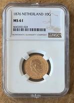 gouden tientje 1876 Willem III MS 61, Ophalen, Koning Willem III, Goud, Losse munt