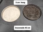 2 schalen creme en grijs, Ophalen, Overige materialen, Schaal, Rond