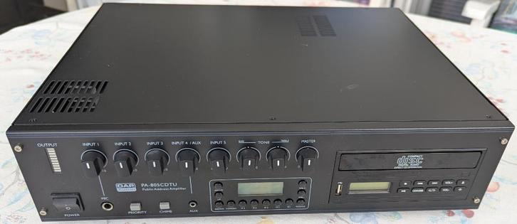 DAP-versterker 100V met tuner, CD en USB, Audio, Tv en Foto, Professionele Audio-, Tv- en Video-apparatuur, Zo goed als nieuw