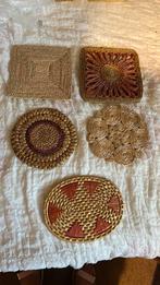 5 Vintage Rieten Onderzetters, Ophalen of Verzenden, Gebruikt
