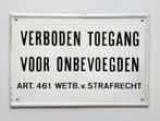 Oud Blikken Reclamebord Verboden Toegang geen Emaille, Verzenden, Gebruikt, Reclamebord