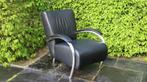 Molinari Accademia zwart leren fauteuil., Minder dan 75 cm, Leer, Ophalen of Verzenden, Design fauteuil