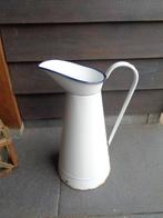 Fraaie grote wit emaille lampetkan / waterkan (49 cm hoog)., Ophalen of Verzenden