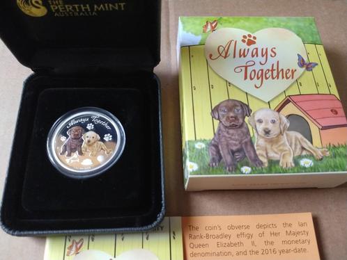 1/2 oz Zilver Proof munt Tuvalu 2016 - Labrador Retriever, Postzegels en Munten, Edelmetalen en Baren, Zilver, Ophalen of Verzenden