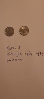 Kwartjes 1964 en 1979, Postzegels en Munten, Munten | Nederland, Ophalen of Verzenden, Koningin Juliana, 25 cent, Losse munt