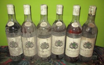 6 Oude Flessen Wijn - Château du Cros Loupiac 1971  beschikbaar voor biedingen