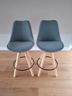 2 Barkrukjes petrol blauw, Ophalen, Gebruikt, Met voetsteun, 90 cm of meer