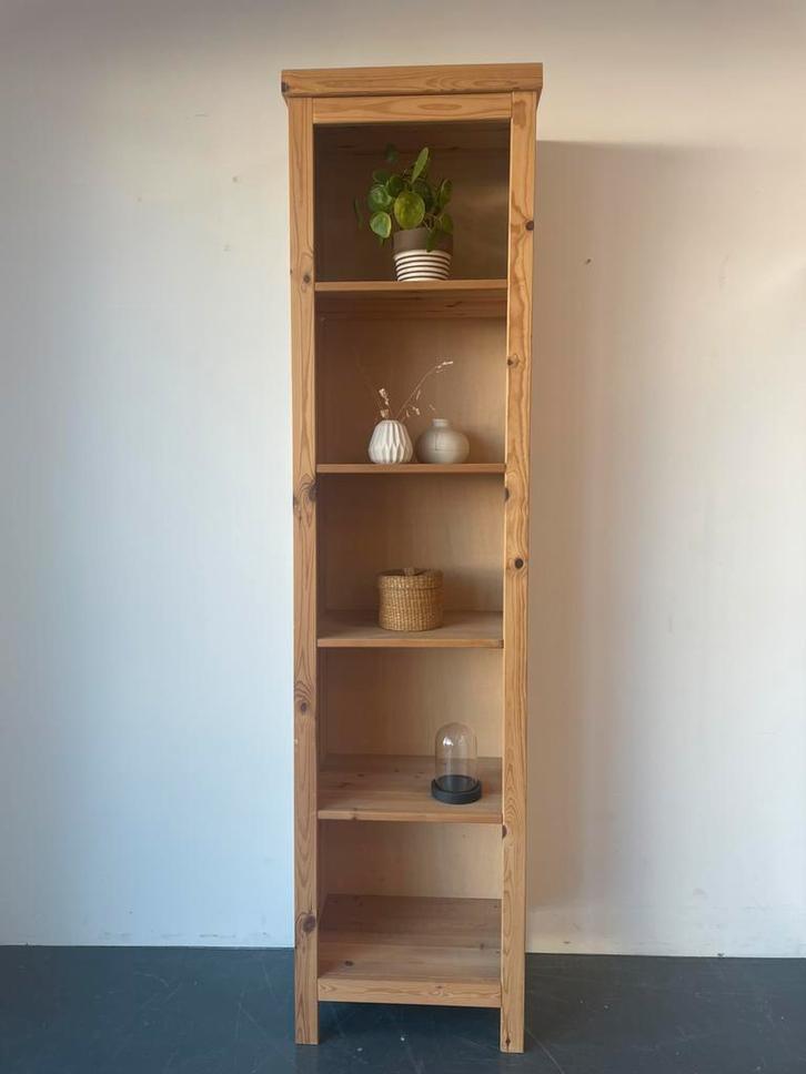 Smalle open vitrinekast boekenkast van massief grenen, Huis en Inrichting, Kasten | Vitrinekasten, Gebruikt, 200 cm of meer, 50 tot 100 cm