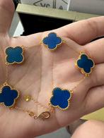 Mooi klaver armband 18 karaat echt goud 750, Sieraden, Tassen en Uiterlijk, Armbanden, Ophalen of Verzenden, Nieuw, Blauw, Goud