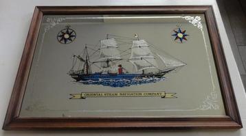 Vintage spiegel met zeilschip beschikbaar voor biedingen