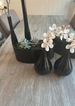 Set zwarte glimmende vaasjes, Ophalen, Zo goed als nieuw, Overige kleuren, Minder dan 50 cm