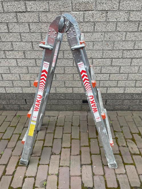 Waku Telescoopladder vouwladder 4x4 treden, Doe-het-zelf en Verbouw, Ladders en Trappen, Gebruikt, Trap, 2 tot 4 meter, Ophalen