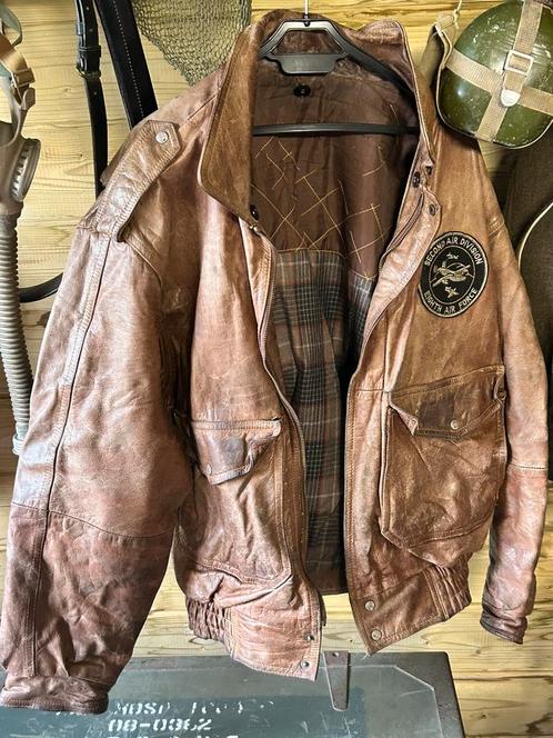 Vintage Leren Pilotenjas – USAAF WW2, Kleding | Heren, Jassen | Winter, Gedragen, Maat 56/58 (XL), Bruin, Ophalen of Verzenden
