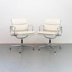 1 x Vitra Eames EA 208 Softpad Wit Leer - Chroom
