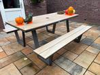 Picknicktafel Houtlook, Duurzaam & Makkelijk Schoon, Tuin en Terras, Ophalen, Nieuw, Rechthoekig, Metaal