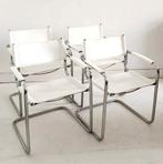 4x Mart Stam breuer bauhaus buisframe stoel, Wit, Vintage, Leer, Zo goed als nieuw