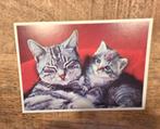 Grijze moeder poes en kitten, Verzenden, Ongelopen, Hond of Kat