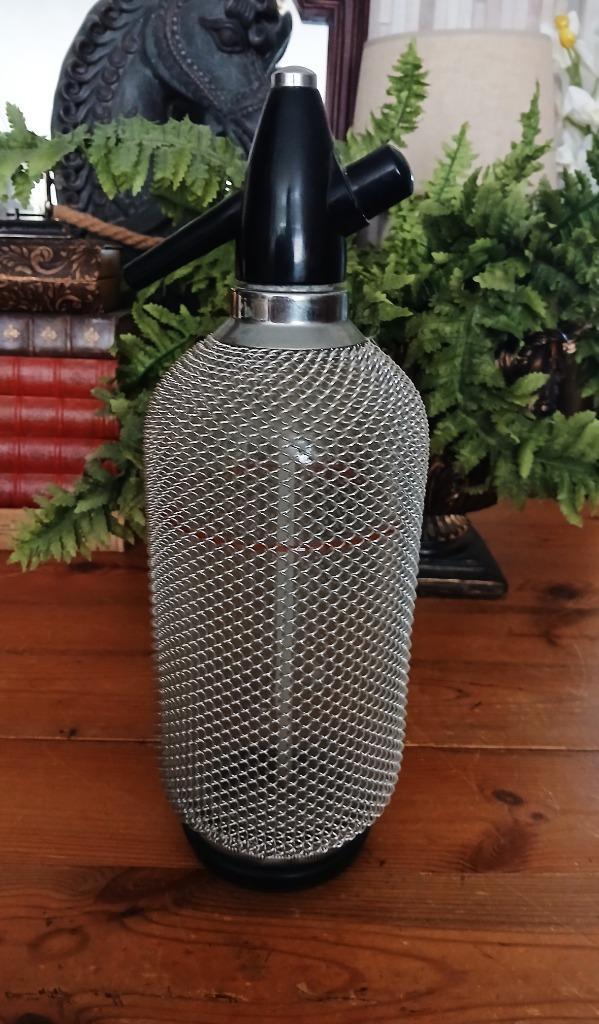 Vintage sifon spuitfles soda jaren '70 mesh draad '70, Antiek en Kunst, Curiosa en Brocante, Ophalen of Verzenden