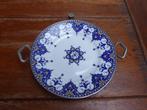 Antiek warmhoud bord met blauwe decoratie, Ophalen of Verzenden