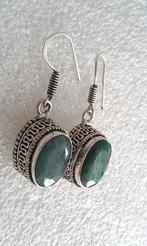 Zilveren Oorbellen Smaragd, Hangers, Verzenden, Nieuw, Met edelsteen