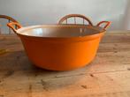 Grote Le creuset braadpan 30cm oranje vintage, Ophalen of Verzenden, Gebruikt, Gietijzer, Koekenpan of Braadpan