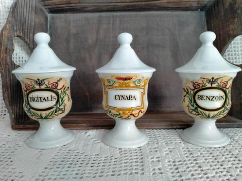 Set Franse porseleinen apothekerspotjes, 6 stuks, Antiek en Kunst, Curiosa en Brocante, Ophalen of Verzenden