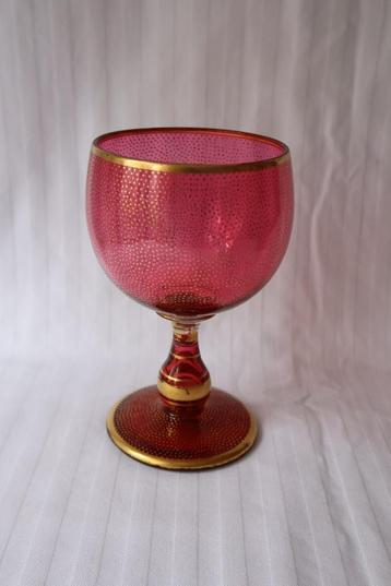 Antiek cranberry red goud wijn glas/bokaal Frankrijk 19e e beschikbaar voor biedingen