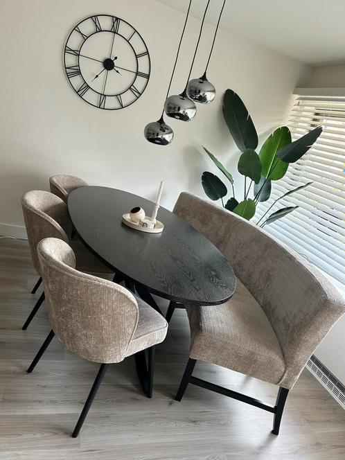 3 eetstoelen en eetbank, Huis en Inrichting, Stoelen, Zo goed als nieuw, Drie, Overige kleuren, Ophalen