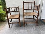 2x Bobbin stoel mid century hout en biezen, Ophalen