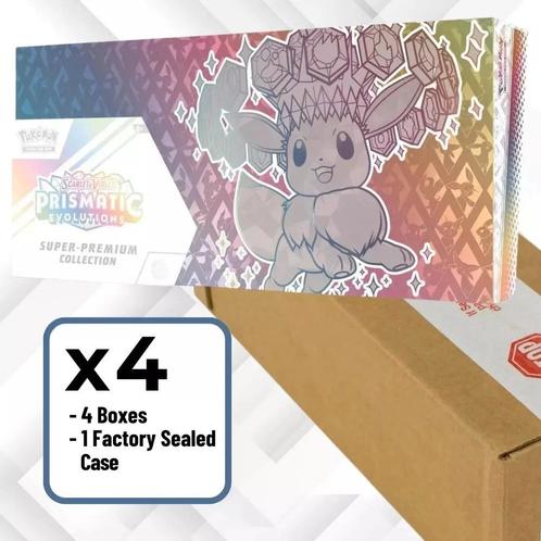 4x Super Premium Collection Prismatic Evolutions case, Hobby en Vrije tijd, Verzamelkaartspellen | Pokémon, Nieuw, Overige typen