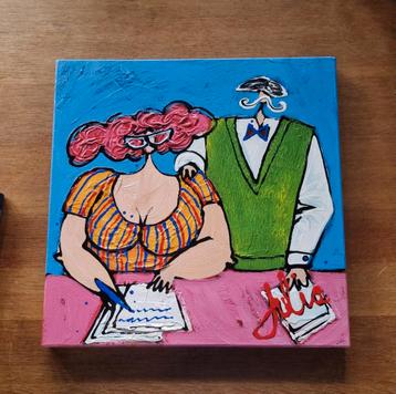 Julia Woning dikke dames kantoor schilderij  beschikbaar voor biedingen