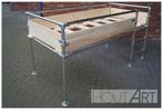 Bed / halfhoogslaper steigerhout steigerbuis NIEUW, 85 tot 100 cm, Hoogslaper of Stapelbed, Info@hout-art.nl, Nieuw
