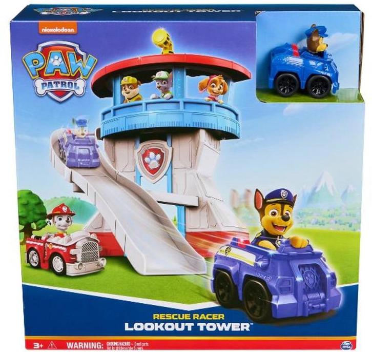 Paw Patrol Rescue Racer Uitkijktoren - Hoofdkwartier, Kinderen en Baby's, Speelgoed | Actiefiguren, Zo goed als nieuw, Ophalen of Verzenden