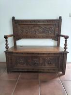 Antieke Kistbank met Houten Details, Ophalen