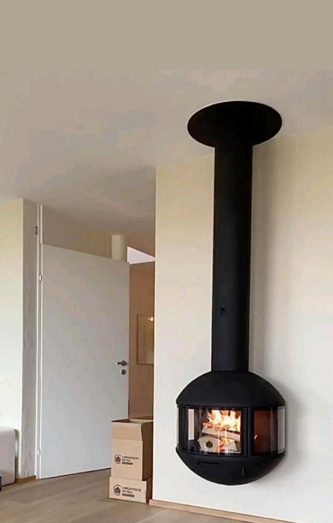 EDOFOCUS 631 DA HANGHAARD houtkachel FOCUS HAARD 3 ZIJDIG, Huis en Inrichting, Kachels, Zo goed als nieuw, Hangend, Houtkachel