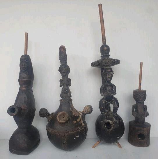 Afrikaanse Luba / Gourd pijpen - Congo - goede kwaliteit, Antiek en Kunst, Kunst | Niet-Westerse kunst, Ophalen of Verzenden