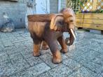 handgemaakte zware teak hout olifant plantentafel beeld, Ophalen of Verzenden