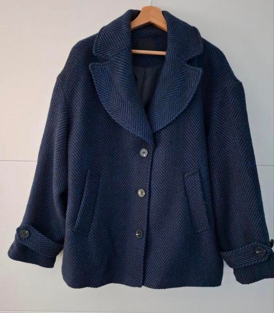 Leuke winterjas in zwart/donkerblauw C&A maat 42, Kleding | Dames, Jassen | Winter, Blauw, Maat 42/44 (L), Ophalen of Verzenden