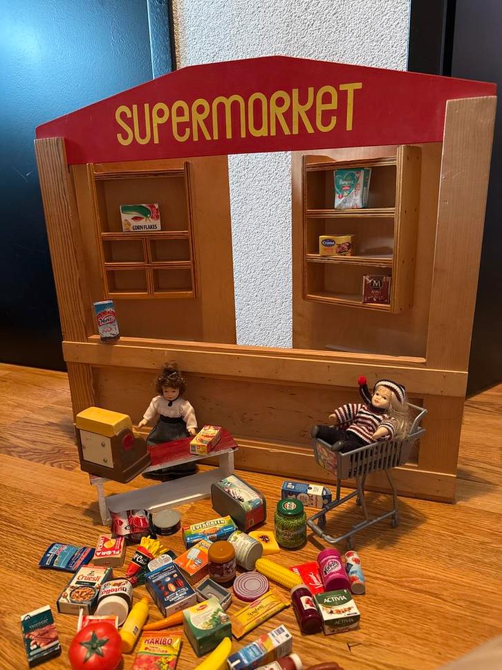 Houten Supermarkt Speelgoed met Mini Boodschappen, Kinderen en Baby's, Speelgoed | Poppenhuizen, Gebruikt, Toebehoren, Ophalen of Verzenden