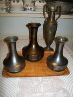 antiek vazen 4 koperen vazen groot compleet bewerkt, Antiek en Kunst, Antiek | Vazen, Ophalen of Verzenden