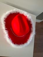3 Rode Carnavalshoeden met Witte Verenrand, Ophalen of Verzenden, Gedragen, One size fits all, Hoed