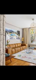 Gelderland Jan de Bouvrie leren bank, Huis en Inrichting, Banken | Bankstellen, Ophalen, Gebruikt, Driepersoons, Rechte bank