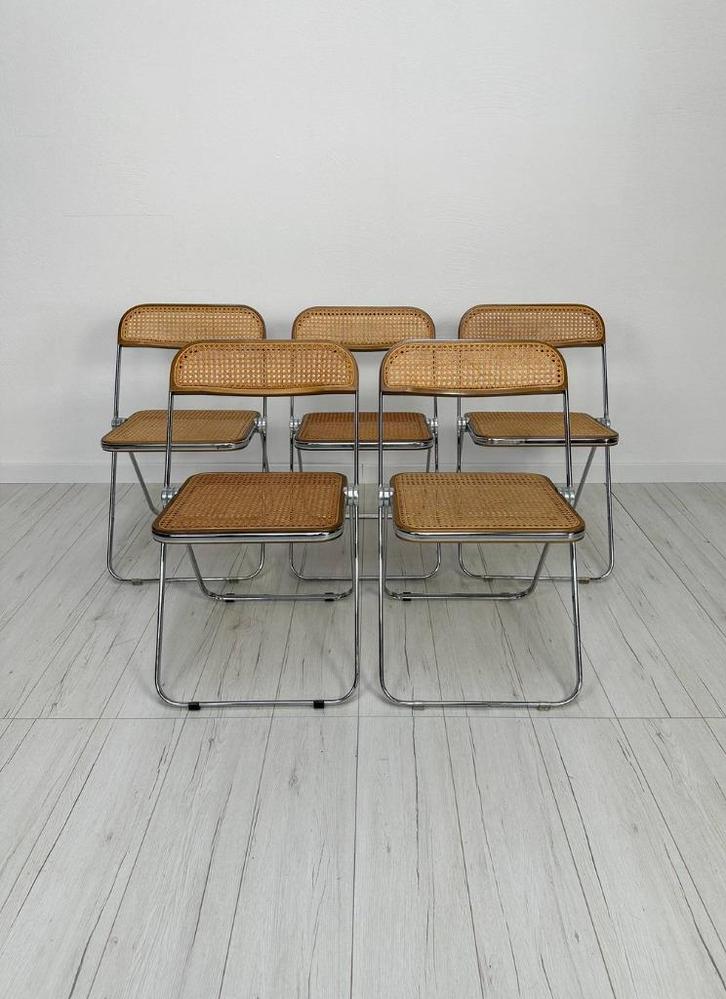 1/5 Plia Cane Klapstoel Giancarlo Piretti Anonima Castelli, Huis en Inrichting, Stoelen, Zo goed als nieuw, Vijf, Zes of meer stoelen