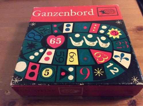 Vintage Ganzenbord, Egel spelen. jaren 50, Hobby en Vrije tijd, Gezelschapsspellen | Bordspellen, Gebruikt, Een of twee spelers