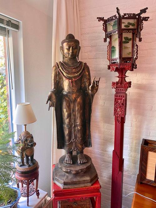 Bronzen Staande Boeddha - 123cm, Antiek en Kunst, Antiek | Koper en Brons, Brons, Ophalen