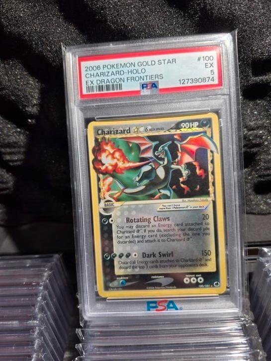 pokémon gold star charizard holo delta species psa 5, Hobby en Vrije tijd, Verzamelkaartspellen | Pokémon, Gebruikt, Ophalen of Verzenden