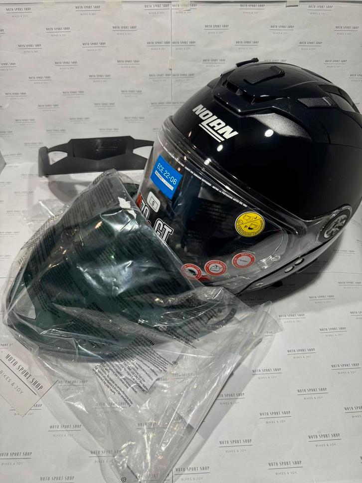 NOLAN N70-2GT  06 hoogglans zwart + getinte vizier maatje S, Motoren, Kleding | Motorhelmen, Systeemhelm, Nolan, Nieuw met kaartje