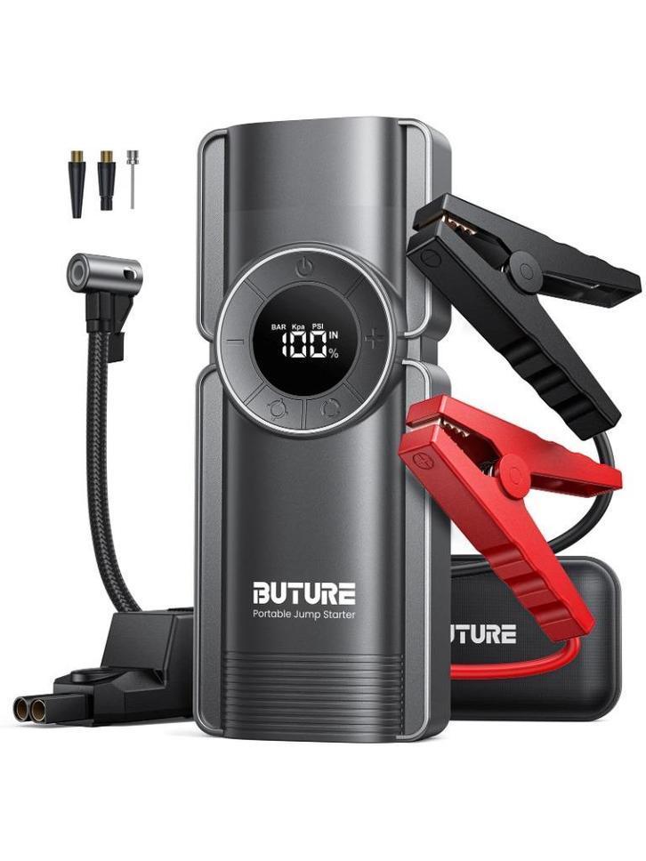 Auto - Jump Starter - Pomp - Luchtcompressor -  4 In 1, Auto diversen, Jumpstarters, Nieuw, Verzenden