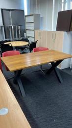 Industriële tafel 160x90cm met zwarte X poten vergadertafel, 50 tot 100 cm, Industrieel, 150 tot 200 cm, Rechthoekig