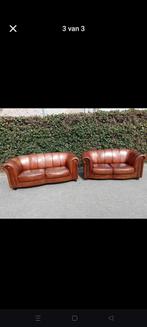 Leren bankstel / schaaplederen zetels, Ophalen, Gebruikt, Klassiek, Rechte bank